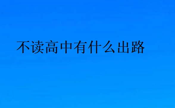 不读高中有什么出路