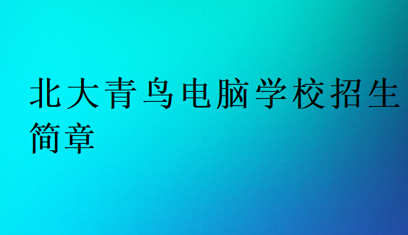 北大青鸟电脑学校招生简章