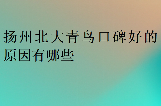 扬州北大青鸟口碑好的原因有哪些