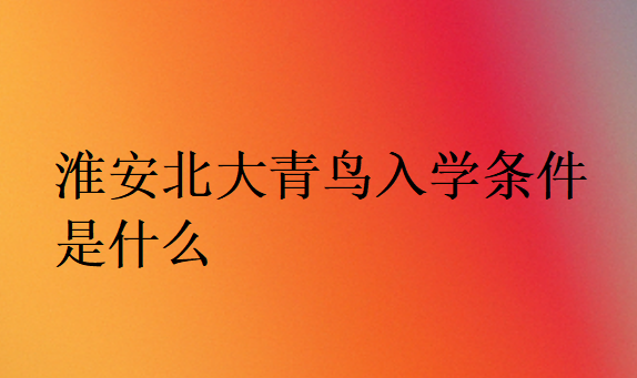 淮安北大青鸟入学条件是什么