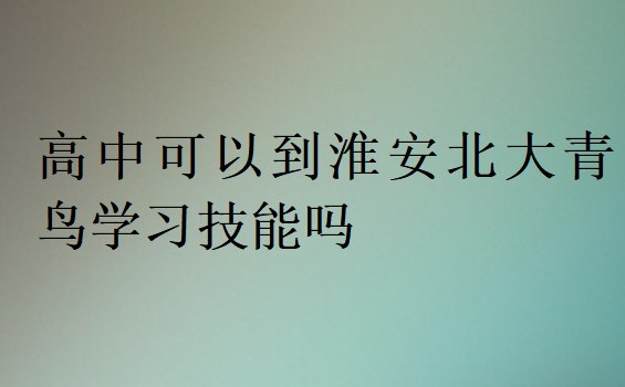 高中可以到淮安北大青鸟学习技能吗