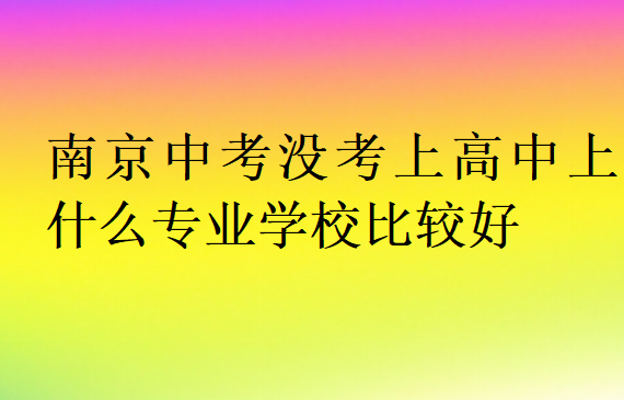 南京中考没考上高中上什么专业学校比较好