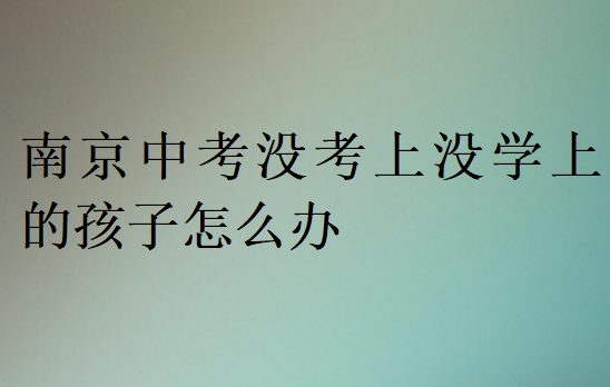 南京中考没考上没学上的孩子怎么办