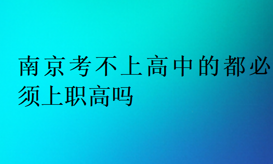 南京考不上高中的都必须上职高吗