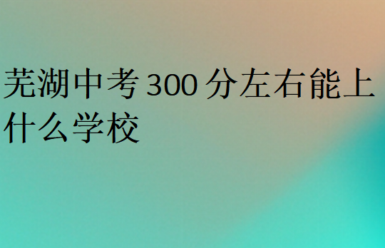 芜湖中考300分左右能上什么学校