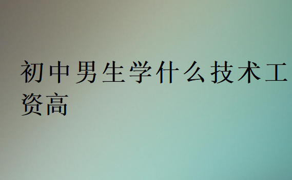 初中男生学什么技术工资高