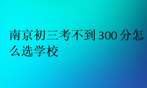 南京初三考不到300分怎么选学校