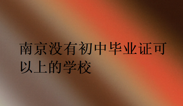 南京没有初中毕业证可以上的学校