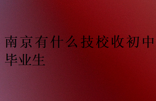南京有什么技校收初中毕业生