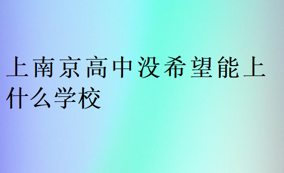 上南京高中没希望能上什么学校