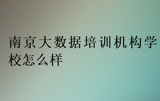 南京大数据培训机构学校怎么样