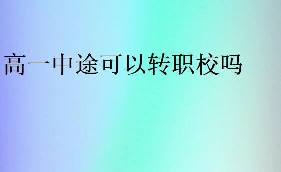 高一中途可以转职校吗