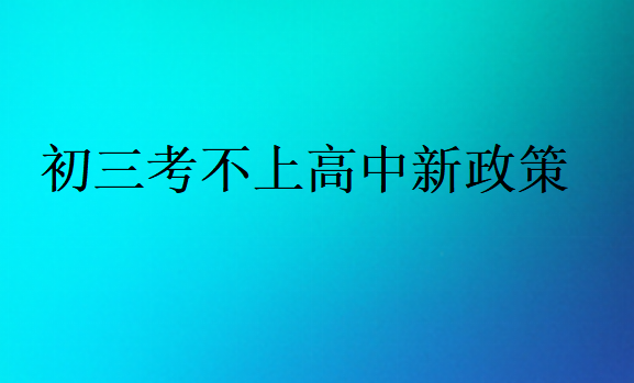 初三考不上高中新政策