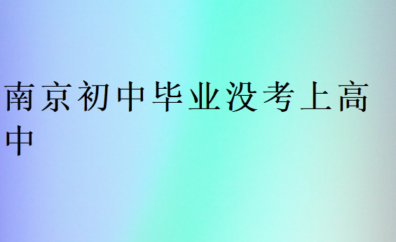 南京初中毕业没考上高中