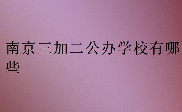 南京三加二公办学校有哪些